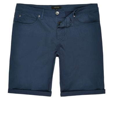 Blue slim fit bermuda shorts
